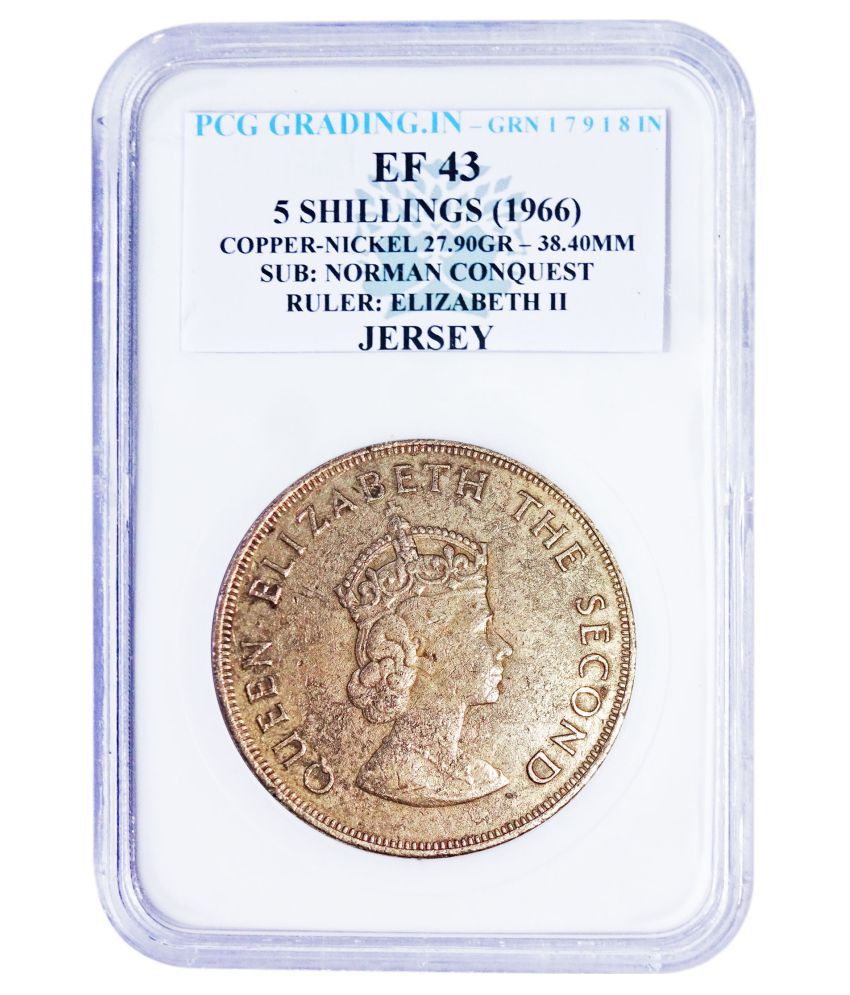     			Pcg Graded 5 Shillings (1966) Sub: Norman Conquest Ruler: Elizabeth II Jersey Copper-Nickle Coin