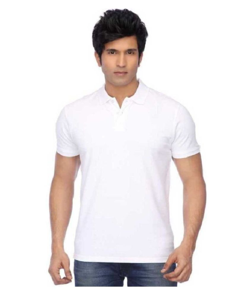     			ASAR Cotton Blend White Solids T-Shirt