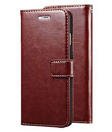 Oppo A74 Flip Cover by KOVADO - Brown Original Leather Wallet