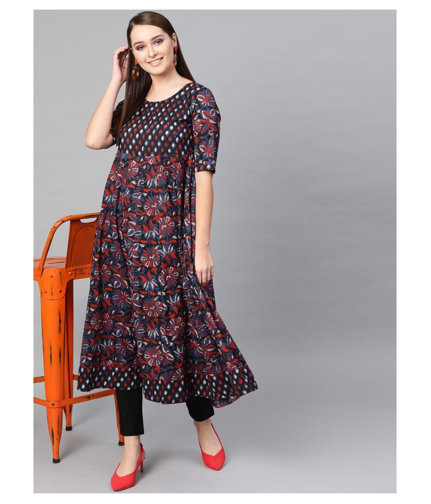 Buy Divena Indigo Blue Front Open Kurtis for Girls at Amazonin
