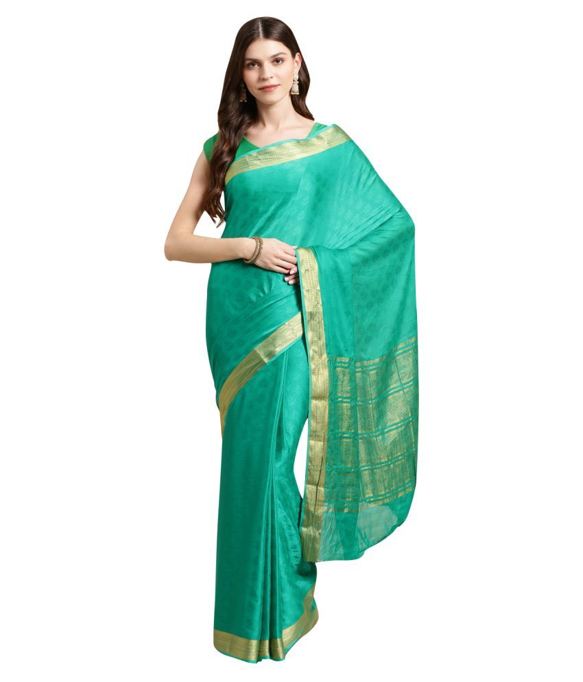     			Aarrah Blue Nylon Saree - Single