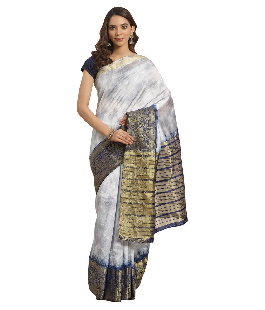     			Aarrah Grey Silk Blend Saree - Single