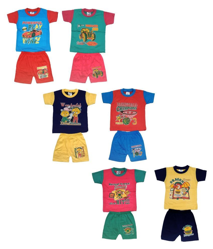     			MRB - Multicolor Cotton T-Shirt & Shorts For Baby Boy ( Pack of 6 )