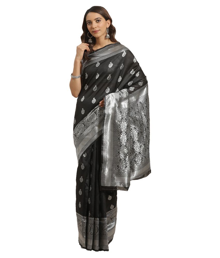     			Aarrah Black Silk Blend Saree - Single