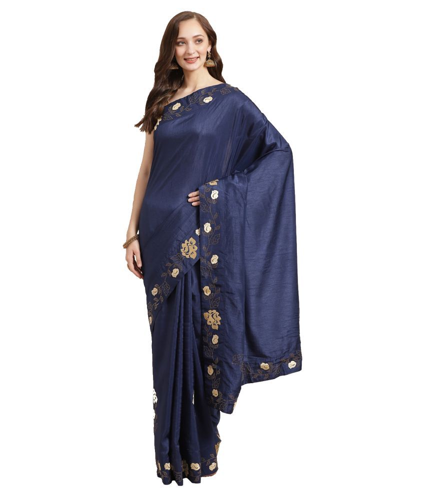     			Aarrah Blue Silk Blend Saree - Single