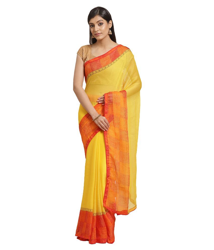     			Aarrah Yellow Georgette Saree - Single