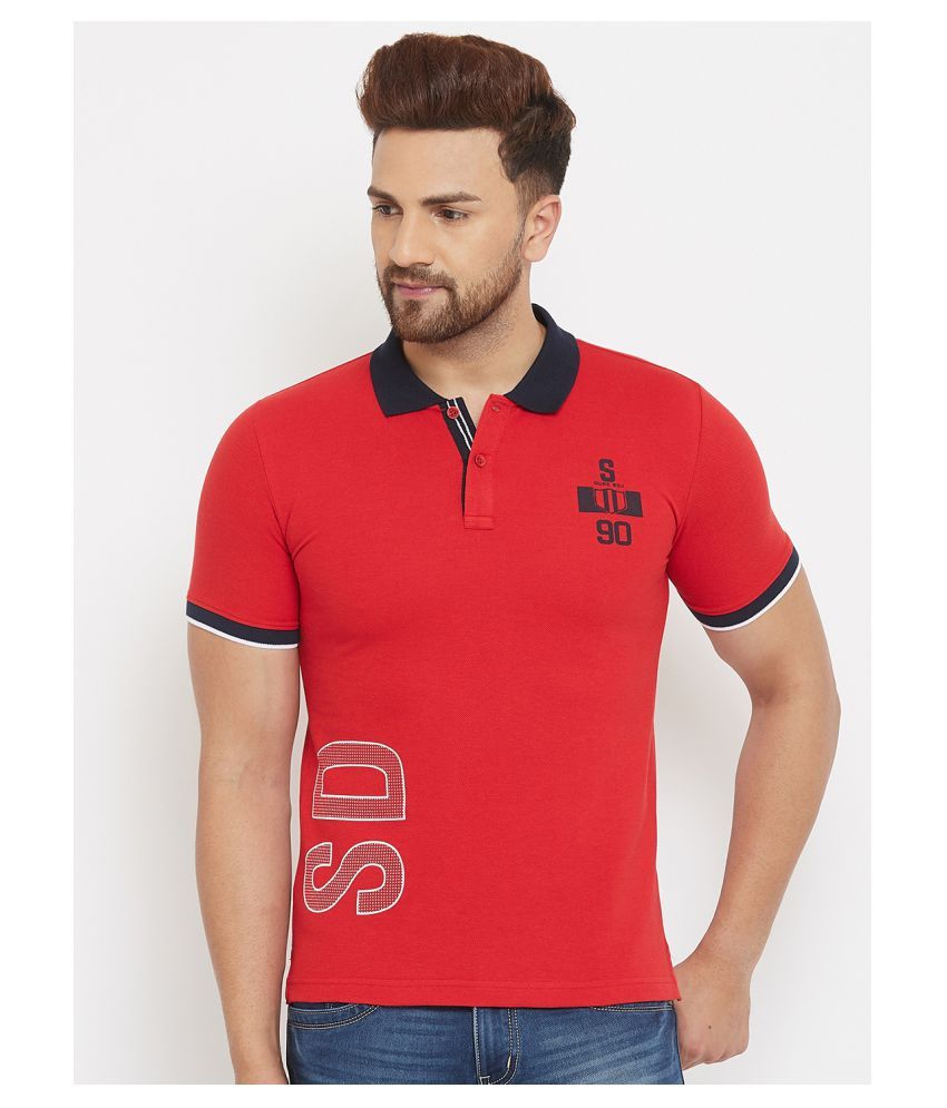     			Duke Red Printed Polo T Shirt