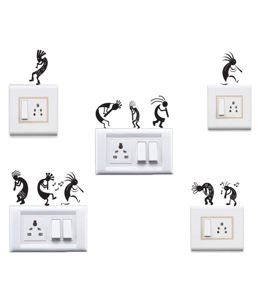     			WallDesign Ancient Tribal People Vinyl Switch Board Sticker - Pack of 9