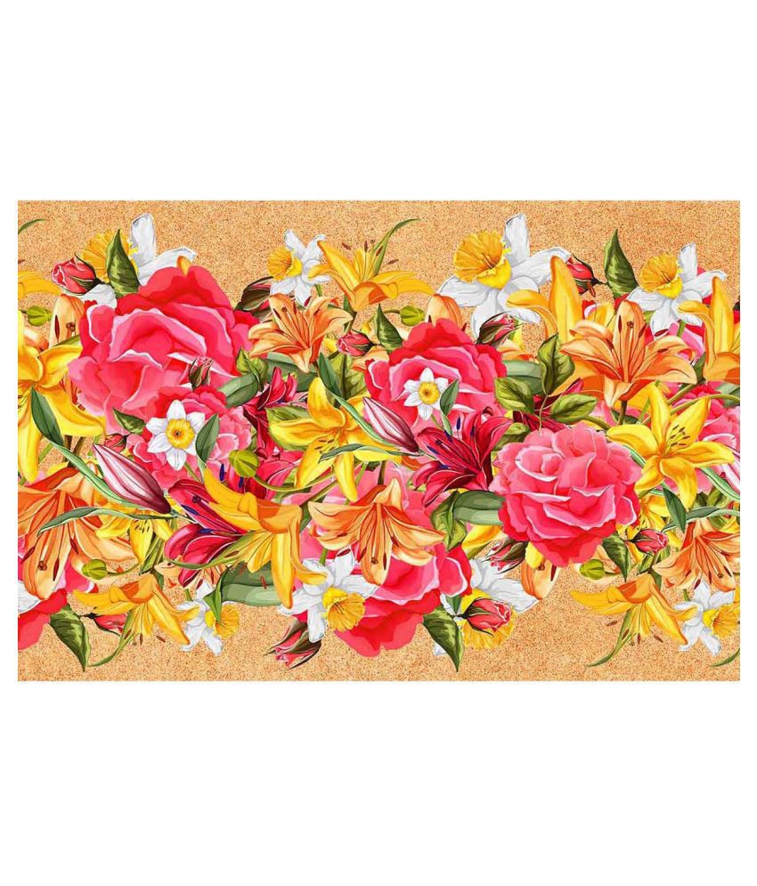     			WallDesign Artistic Multi Flowers - 14 cm W x 305 cm L Floral Sticker ( 305 x 14 cms )
