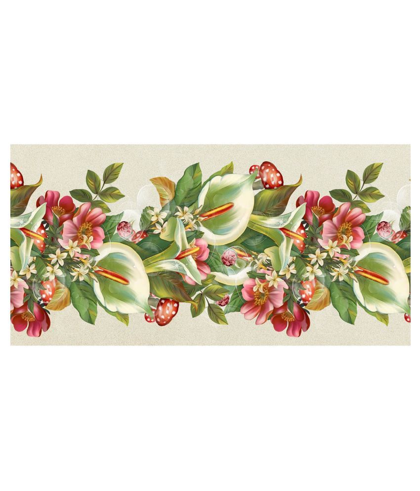     			WallDesign Green Anthurium Flowers - 14 cm W x 305 cm L Floral Sticker ( 305 x 14 cms )