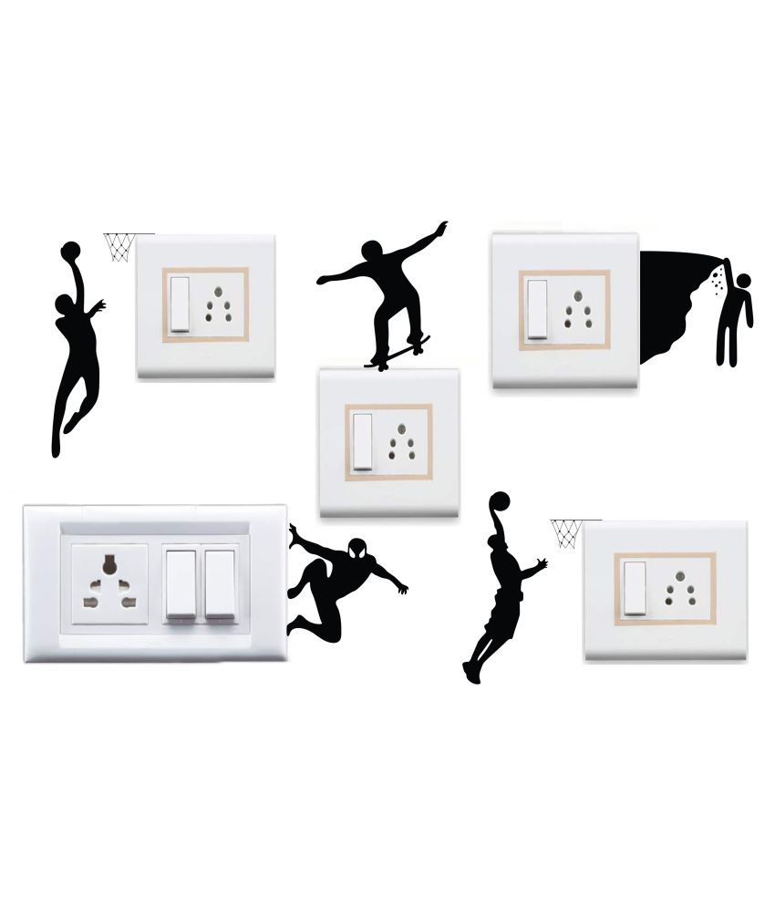     			WallDesign Sports Combo Vinyl Switch Board Sticker - Pack of 5