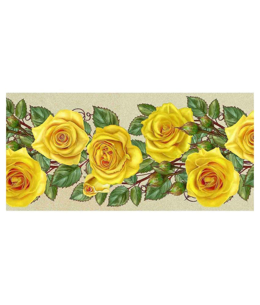     			WallDesign Yellow Rose - 14 cm W x 305 cm L Floral Sticker ( 305 x 14 cms )