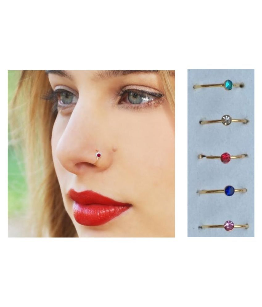 850px x 995px - American Diamond Fited Sania Mirza Style 5 Color (RED PINK BLUE GREEN  WHITE) Nose Pine Ring for girl and Women: Buy American Diamond Fited Sania  Mirza Style 5 Color (RED PINK BLUE