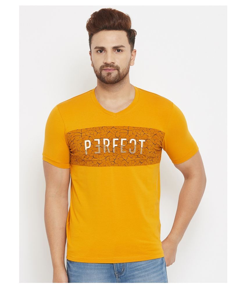     			Duke Cotton Blend Yellow Printed T-Shirt