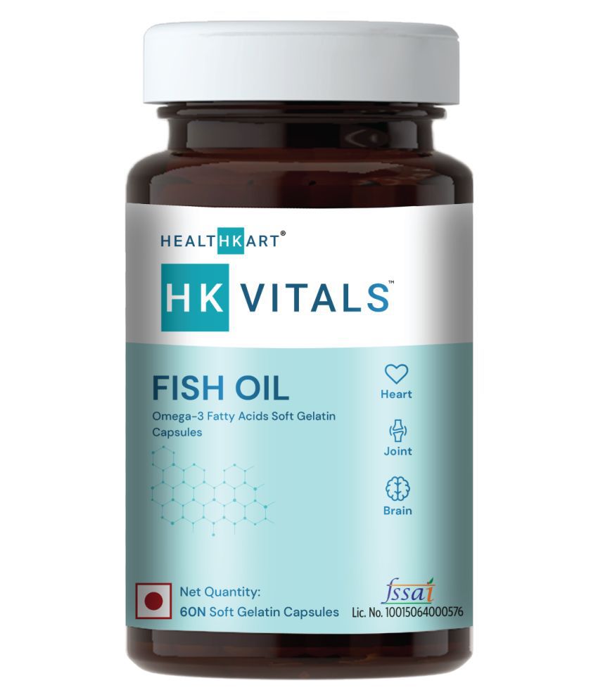 HealthKart HK Vitals Fish Oil (1000 mg Omega 3 with 180 mg EPA & 120 mg DHA), for Joints Health, 60 Capsules