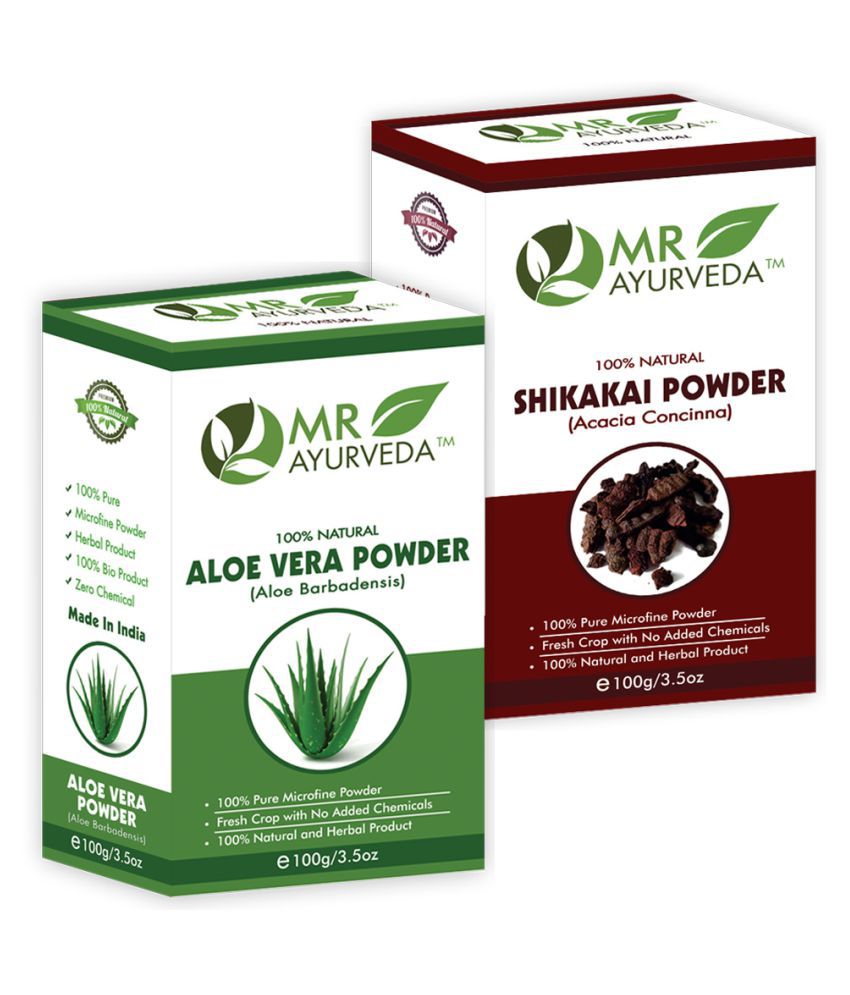     			MR Ayurveda 100% Herbal Aloe Vera Powder and Shikakai Powder Hair Scalp Treatment 200 g Pack of 2