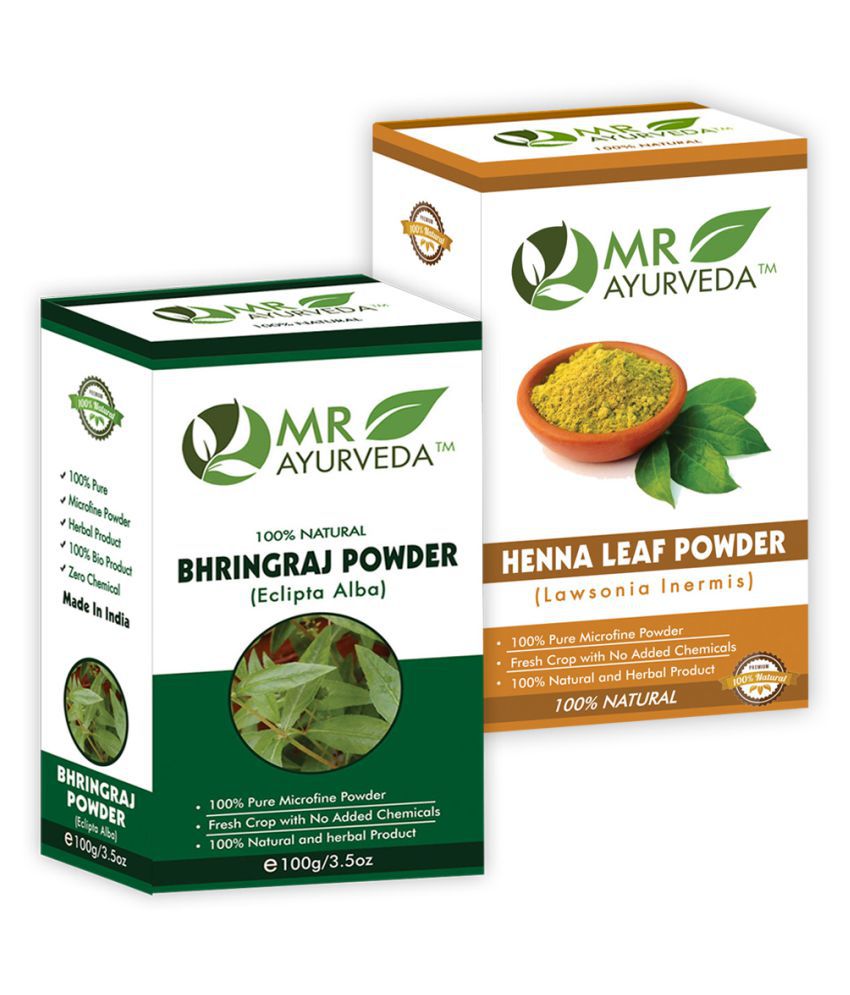     			MR Ayurveda 100% Herbal Bhringraj  Powder and Henna Powder Hair Scalp Treatment 200 g Pack of 2