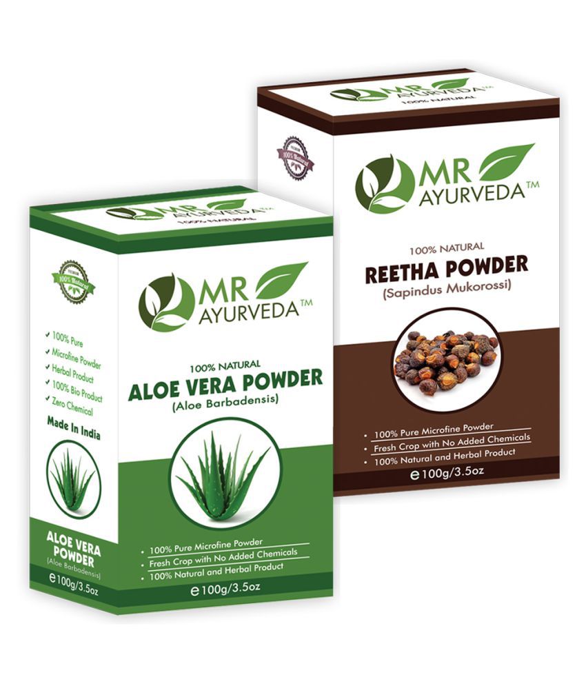     			MR Ayurveda 100% Organic Aloe Vera Powder and Reetha Powder Hair Scalp Treatment 200 g Pack of 2