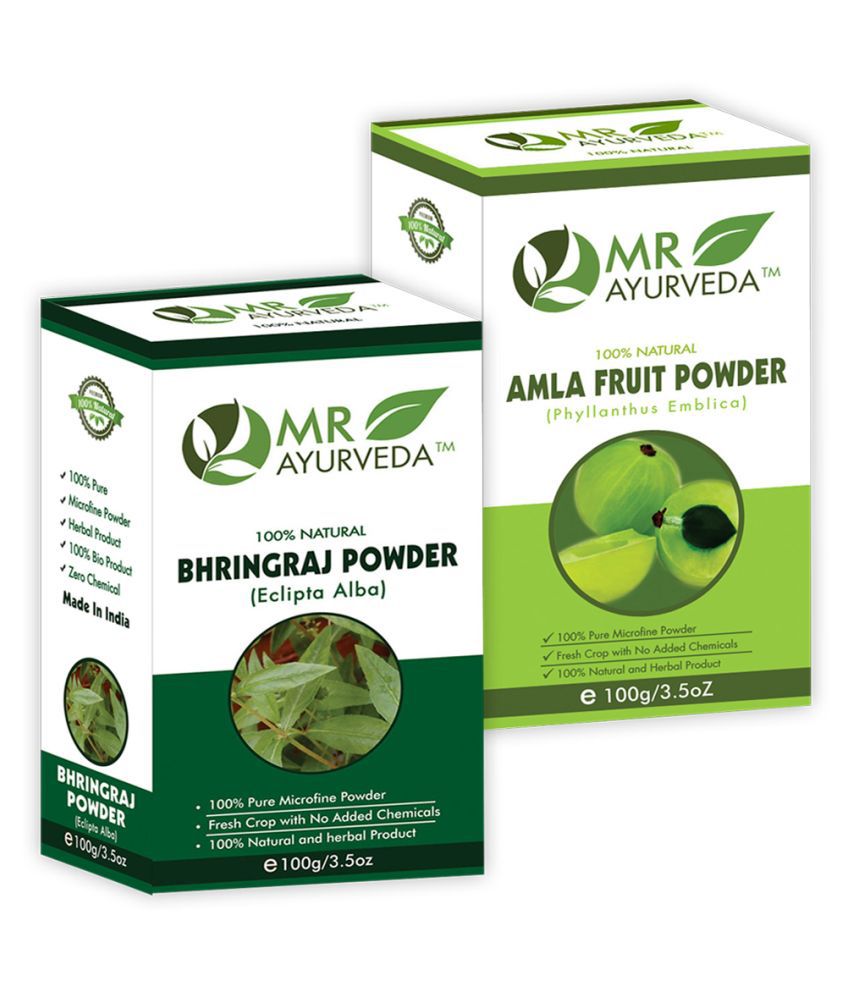     			MR Ayurveda 100% Organic Bhringraj  Powder and Amla Powder Hair Scalp Treatment 200 g Pack of 2