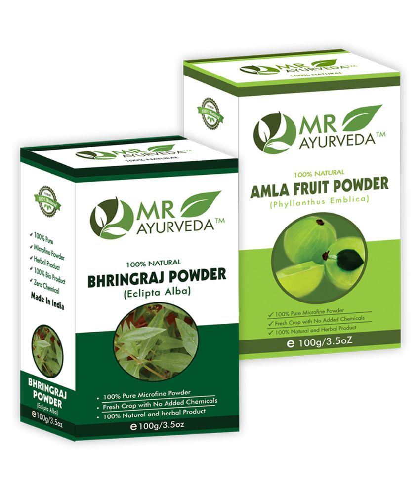     			MR Ayurveda 100% Pure Bhringraj  Powder and Amla Powder Hair Scalp Treatment 200 g Pack of 2