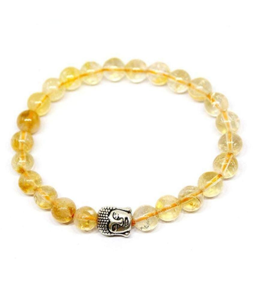     			8mm Yellow Citrine With Buddha Natural Agate Stone Bracelet