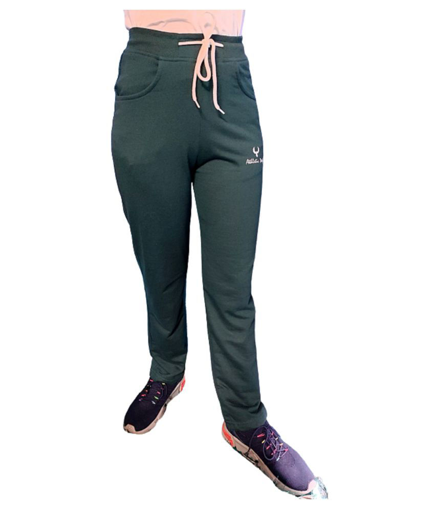 Solid Women Dark Green Track Pants Regular Fit Jeans Look Lower - Buy ...
