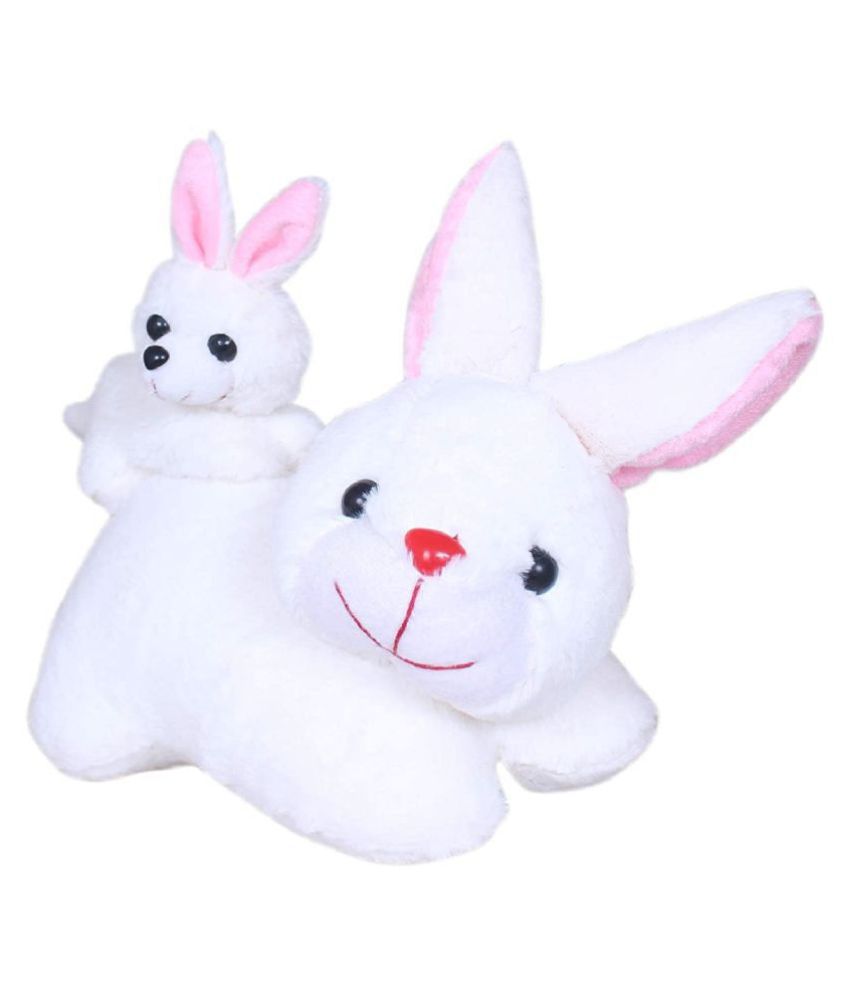     			Tickles Mother RABIT with Baby RABIT Soft Stuffed Animal Plush Toy Set for Girls Boys Baby and Kids (Color: White Size: 28 cm Made in India)