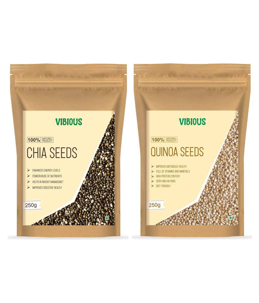     			VIBIOUS Combo Pack of Premium Quality Raw Seeds, Chia Seed & Quinoa Seed 500g (250gX2)