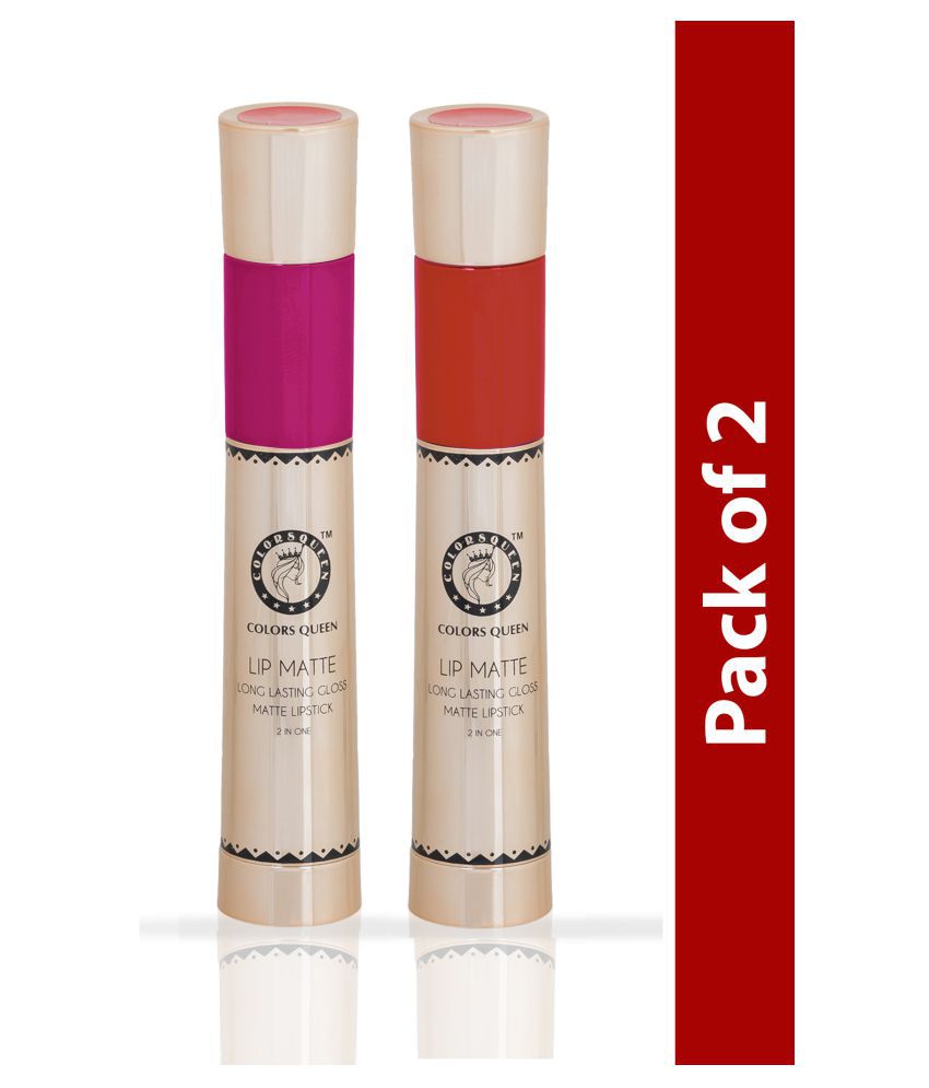     			Colors Queen 2 In 1 Long Lasting Matte Lipstick Sharbati&CoralOrange Multi Pack of 2 16 g