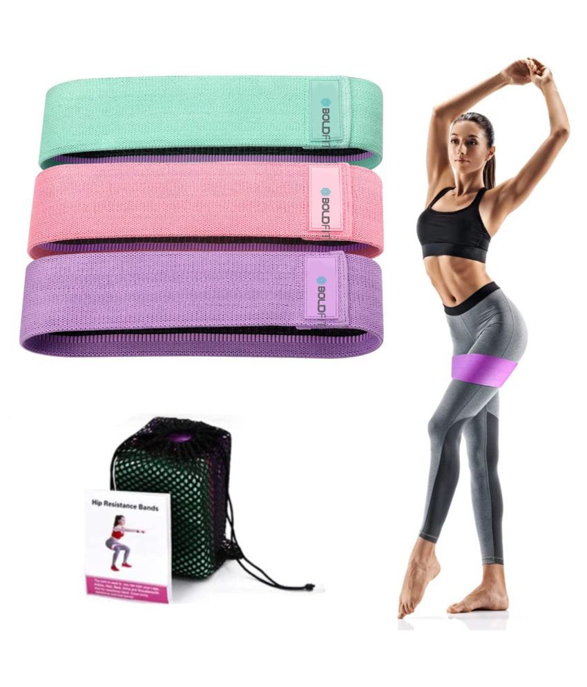 Boldfit Fabric Resistance Band - Loop Hip Band for Women & Men for Hip, Legs, Stretching, Toning Workout. Mini Loop Booty Bands for Glutes, Squats Exercise Usable in-Home & Gym- Set Of 3