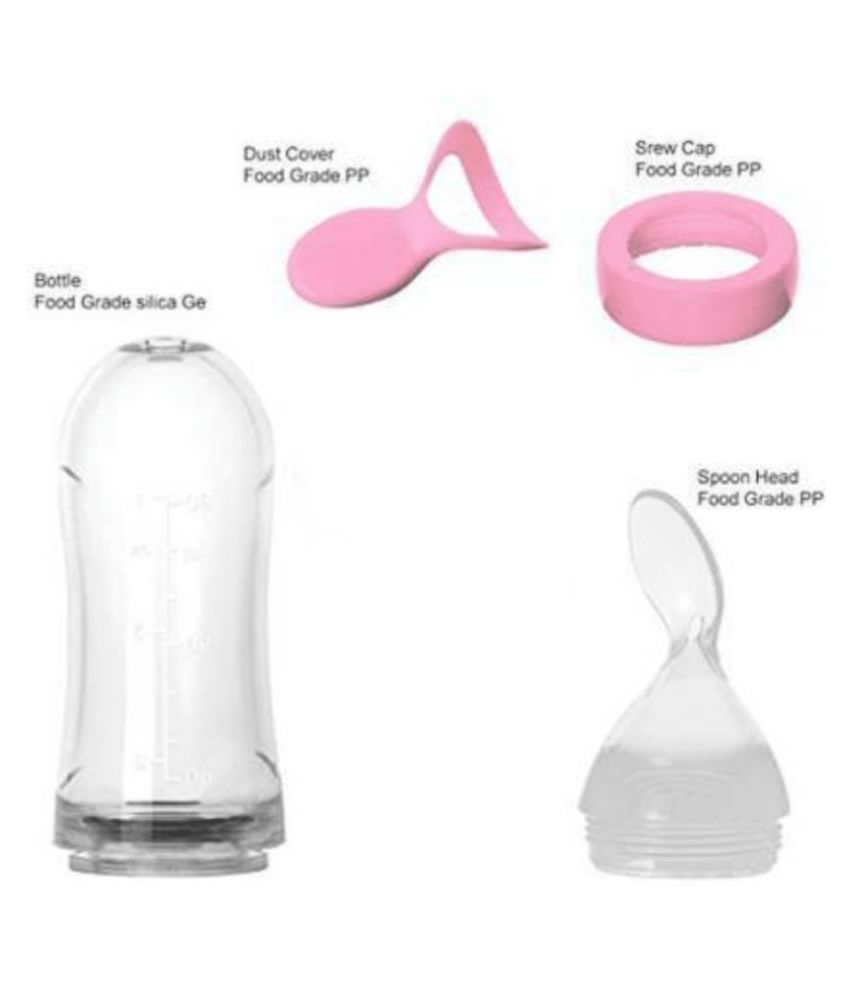 CHILD CHIC BPA Squeeze Style Bottle Feeder with Dispensing Spoon and Silicon Baby Finger Toothbrush , Baby Finger Brush (COMBO GIFT PACK)