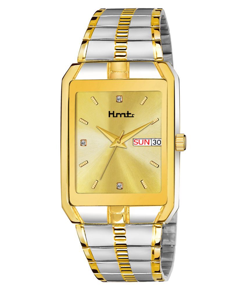HMTr 7072GOLDDAY&DATE IGP Stainless Steel Analog Men's Watch