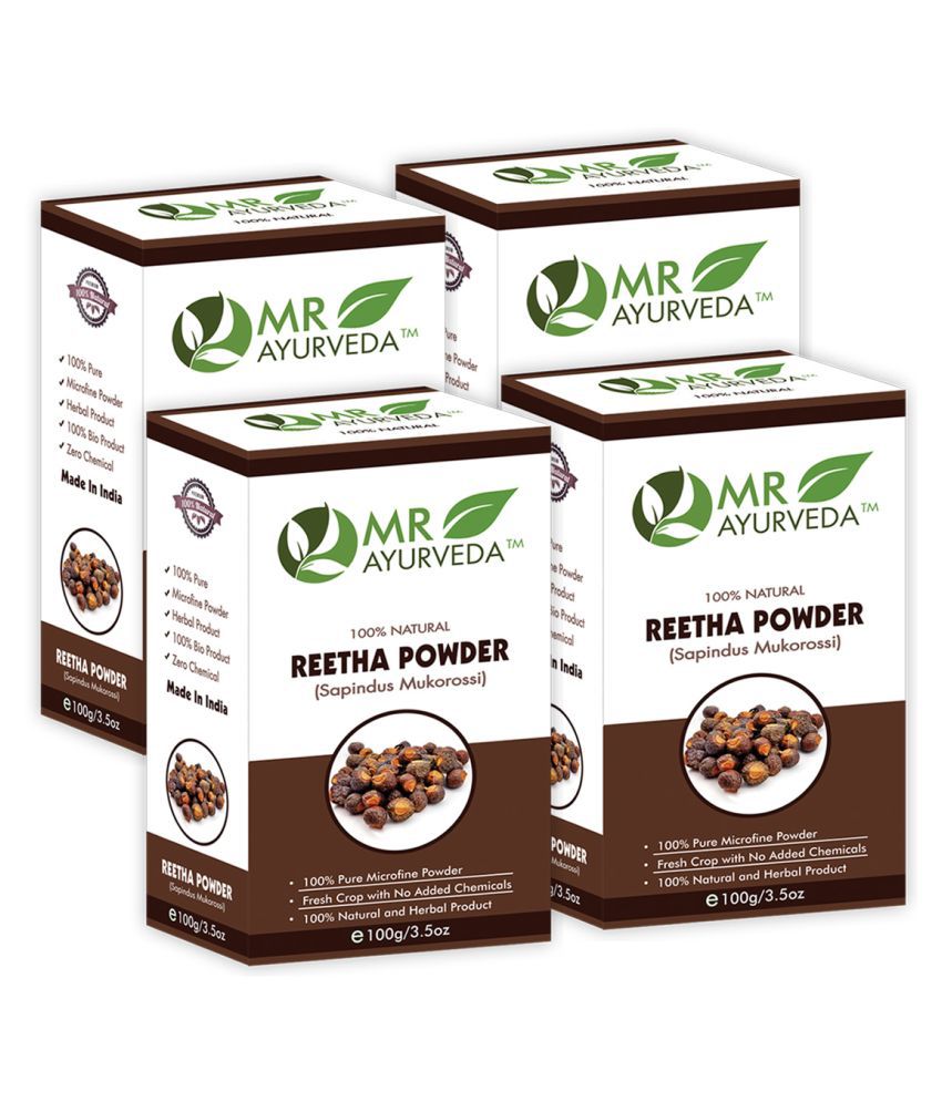     			MR Ayurveda Reetha Powder for Shiny Soft and Beautiful Hair Hair Scalp Treatment 400 g Pack of 4