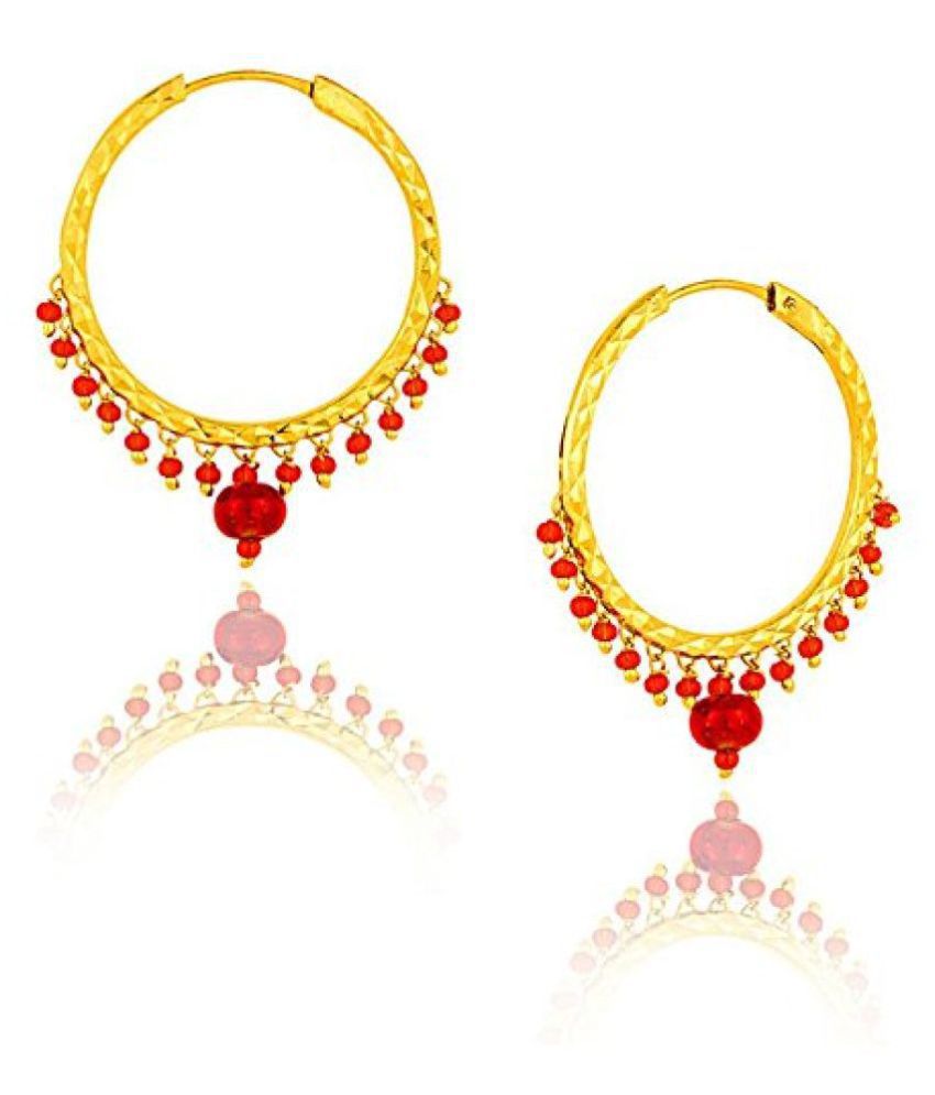     			Happy Stoning - Red Hoops Earrings ( Pack of 1 )