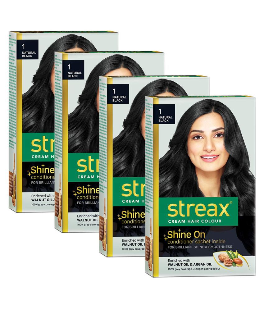 Streax Cream Permanent Hair Color Black Natural Black 120 mL Pack of 4: Buy  Streax Cream Permanent Hair Color Black Natural Black 120 mL Pack of 4 at  Best Prices in India - Snapdeal
