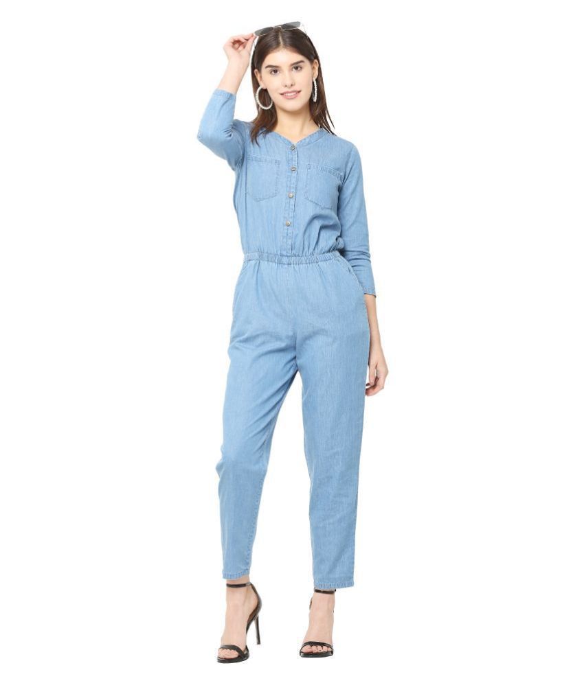 blue denim jumpsuit