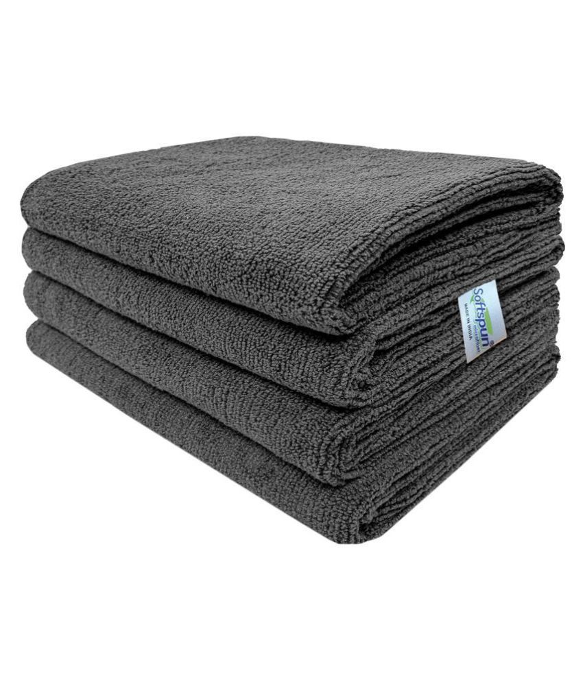     			SOFTSPUN Microfiber Cloth 40x60 Cms, 4 Piece Towel Set, 340 GSM (Grey) Multi-Purpose Super Soft Absorbent Cleaning Towels for Home, Kitchen, Car, Cleans & Polishes Everything in Your Home.
