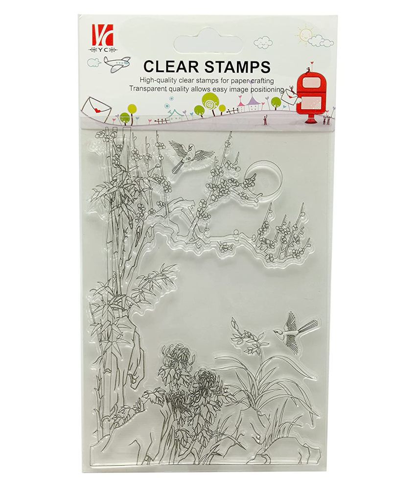     			PRANSUNITA Designer Clear Rubber Blocks Stamp, Used in Textile & Block Printing, Card & Scrap Booking Making, (Nature Theme)