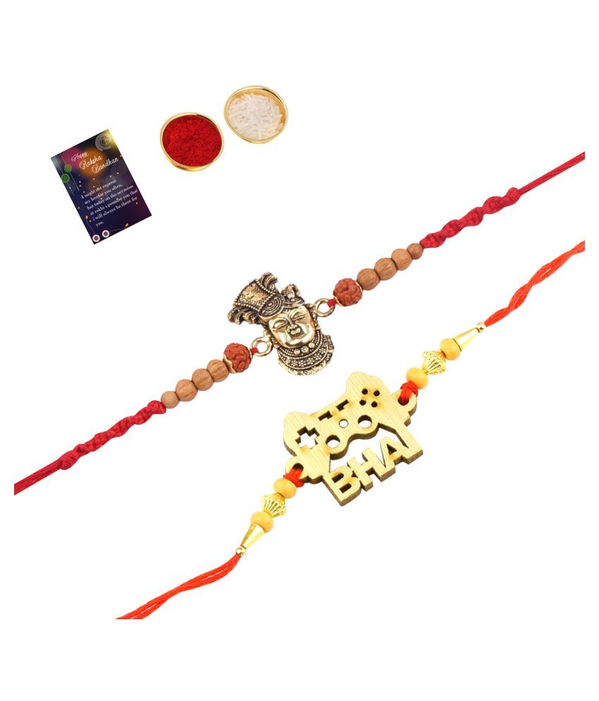     			Paola  Elegant  Bhaiya Rakhi " BHAI" Designe  Rakhi Combo  For Bhaiya With Roli Chawal And  Greeting Card