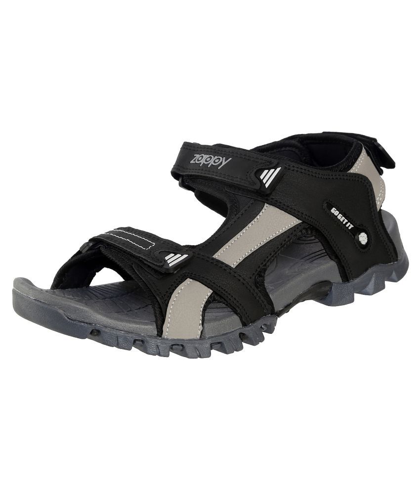 Zappy Gray Faux Leather Floater Sandals