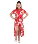 Cutecumber Satin Asymmetric Dress For Girls ( Pack of 1 , Red )