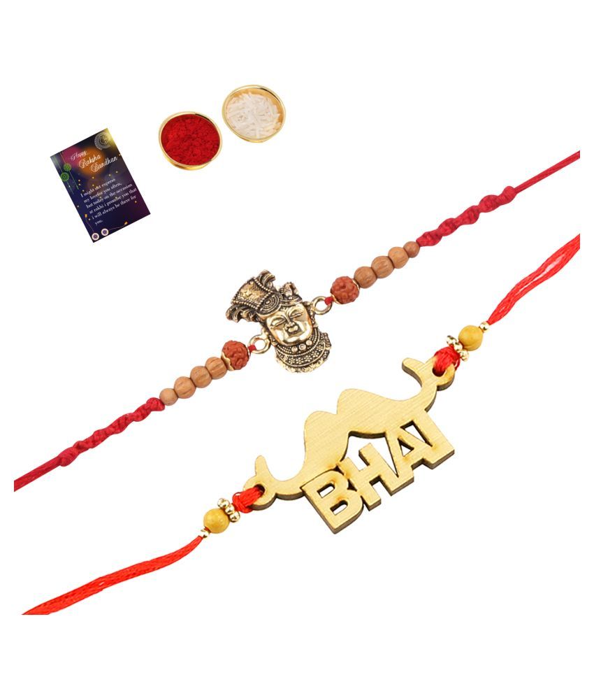     			Paola  Elegant  Bhaiya Rakhi " BHAI" Designe  Rakhi Combo  For Bhaiya With Roli Chawal And  Greeting Card