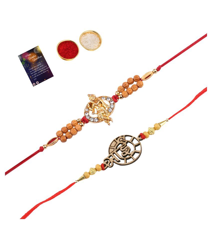     			Paola Elegant  Bhaiya Rakhi " BHAI" Designe With  Designer Look"KRISHNA JI "Rakhi Combo  For Bhaiya With Roli Chawal And  Greeting Card