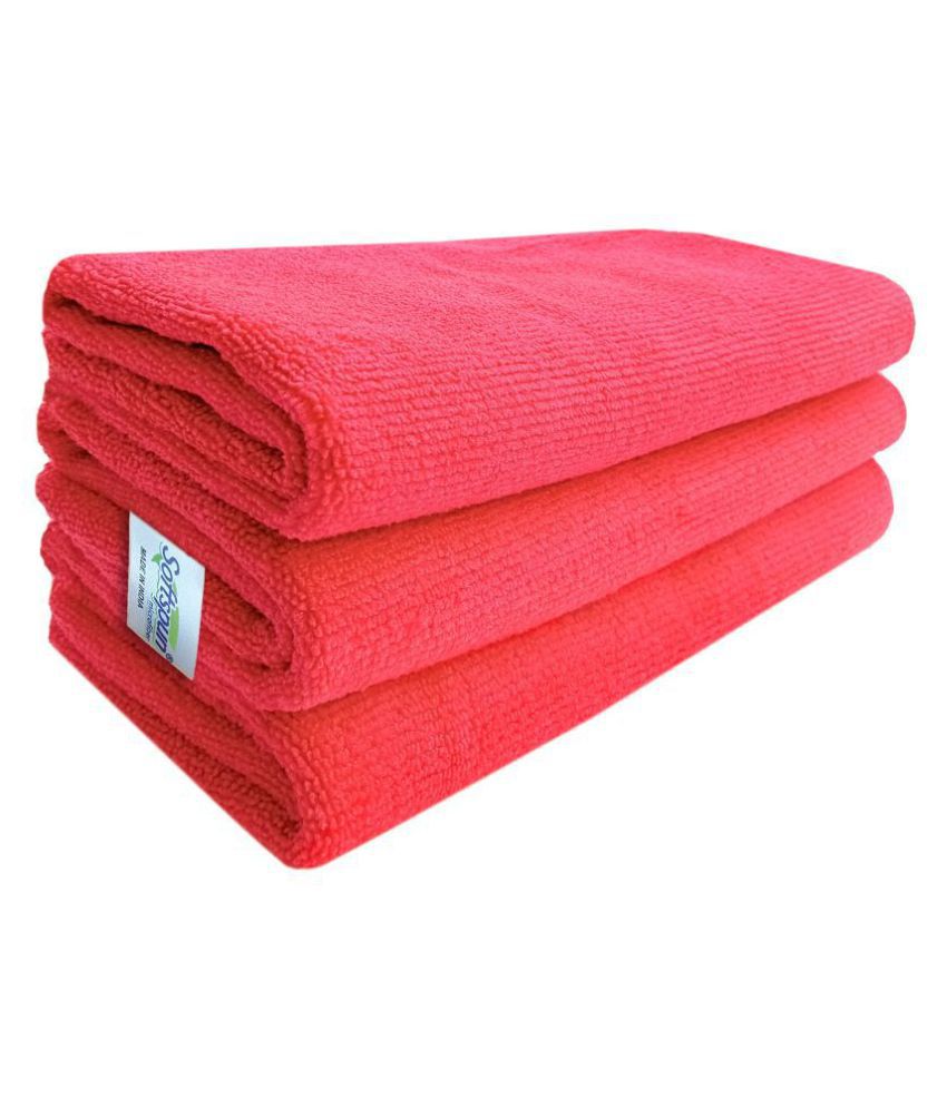    			SOFTSPUN Microfiber Cleaning Cloths, 2pcs 40x40cms 340GSM Red! Highly Absorbent, Lint and Streak Free, Multi -Purpose Wash Cloth for Kitchen, Car, Window, Stainless Steel, silverware.