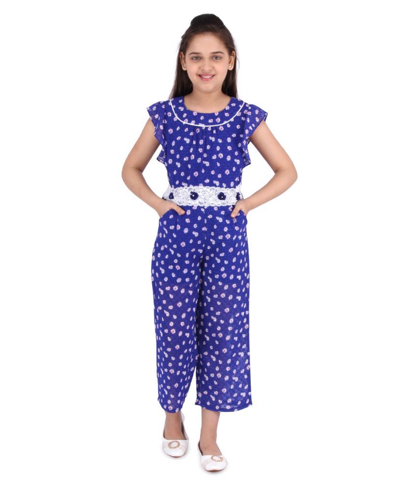     			Cutecumber Girls Georgette Jumpsuit For ( Pack of 1 , Blue )