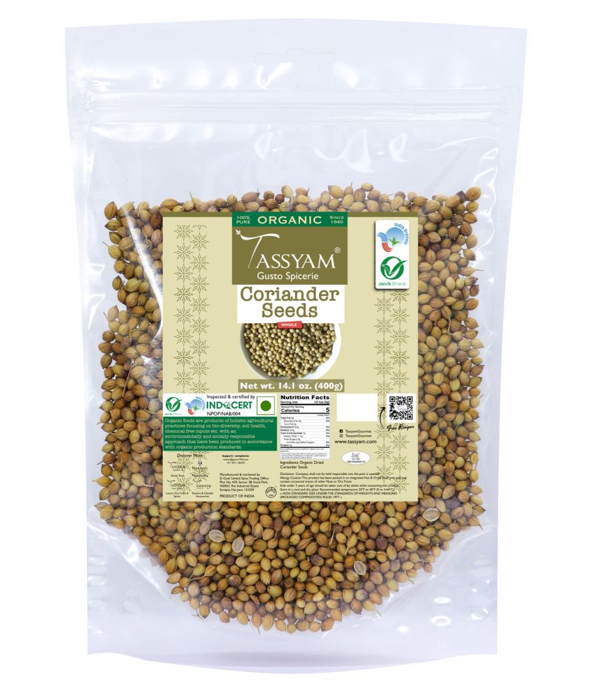     			Tassyam Certifed 100% Organic Coriander Seeds 400 gm