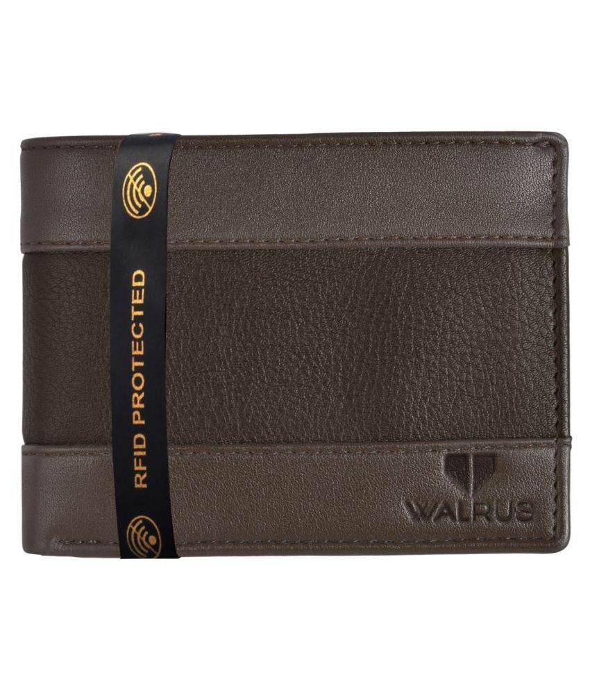     			Walrus Faux Leather Brown Formal Short Wallet