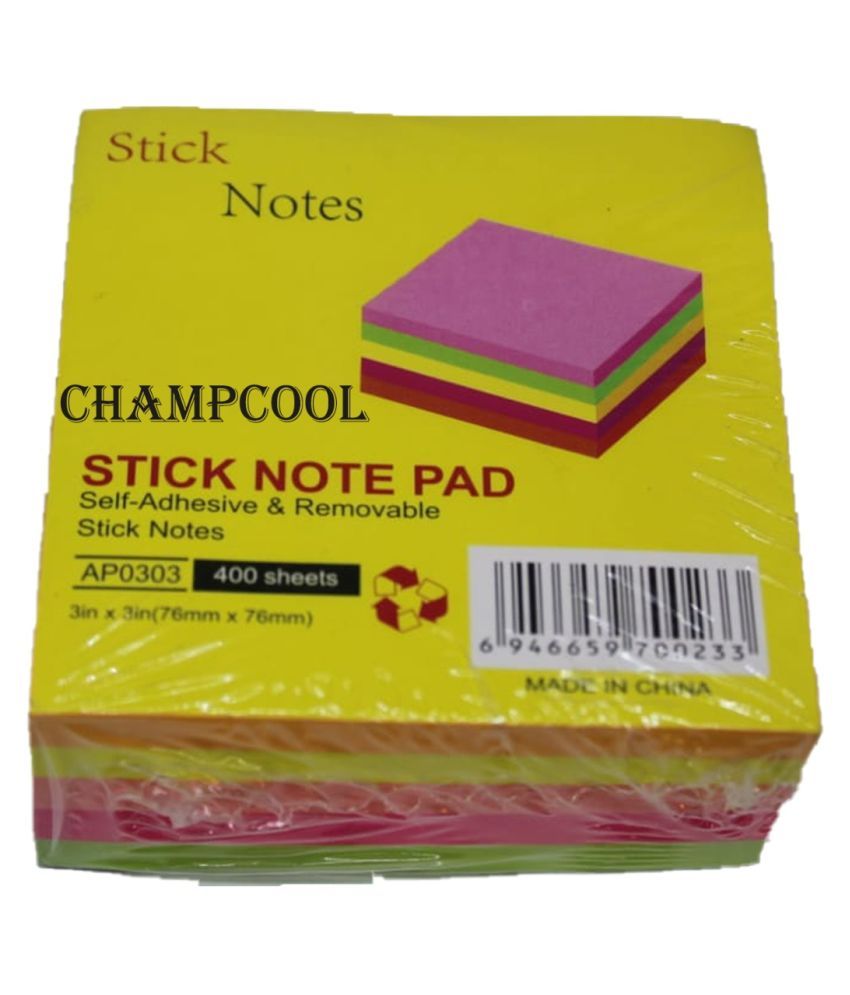 Champcool 3 X 3 Sticky note pads Paper Self Adhesive Memo Pad Sticky
