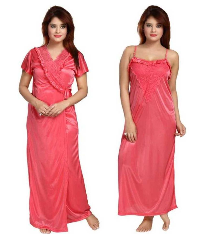     			God Gift Satin Nighty & Night Gowns - Pink