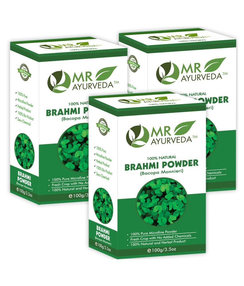     			MR Ayurveda Brahmi Powder for Shiny Soft & Beautiful Hair Scalp Treatment 300 g Pack of 3